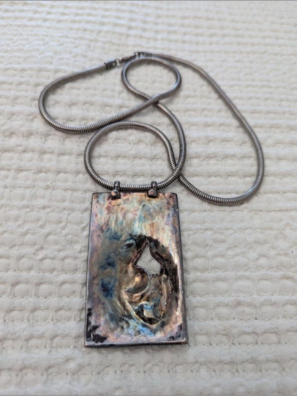 Sidney Carron Statement Metal Necklace Pendant Necklace Made in France - Picture 7 of 7